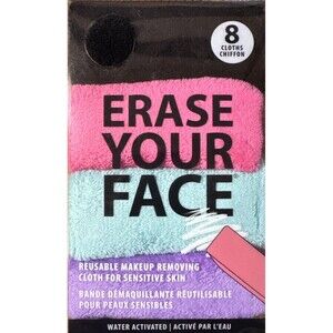 Erase Your Face (8) Reusable Makeup Remover Cloths For All Skin Types Eight-Pack
